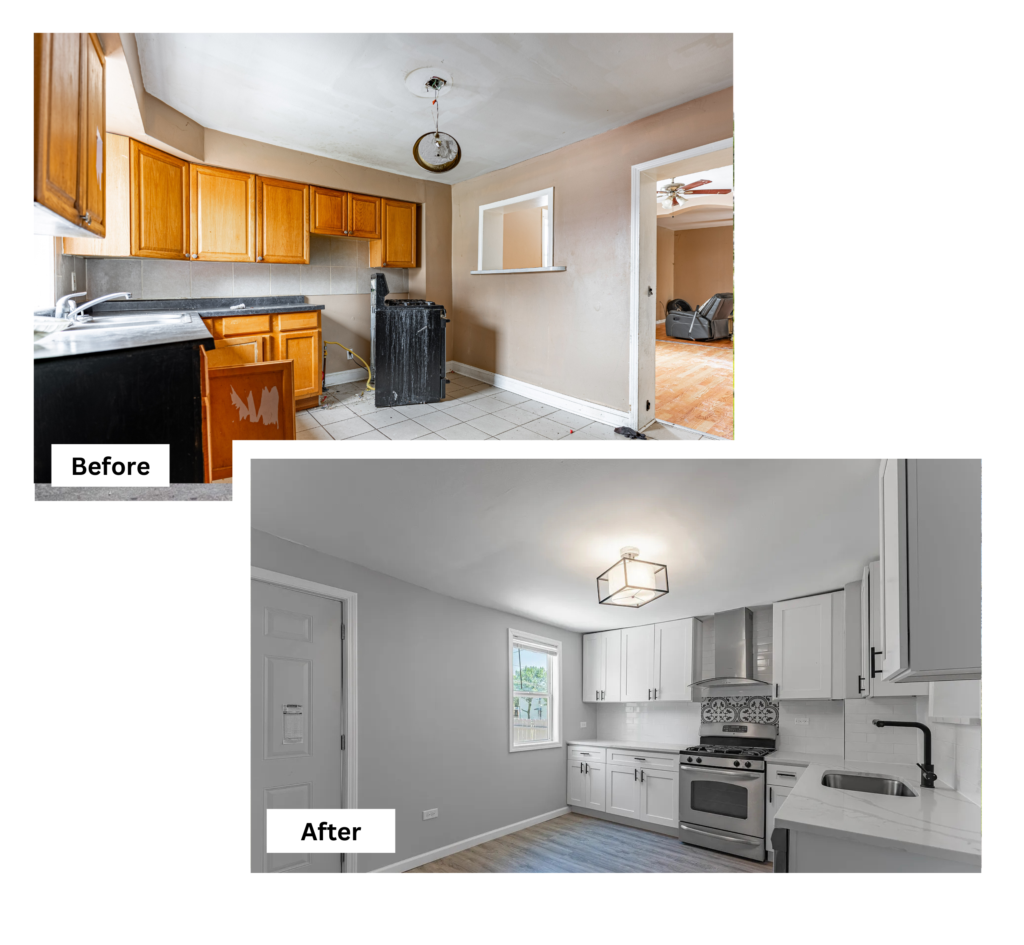 Before and after of a kitchen in Chicago