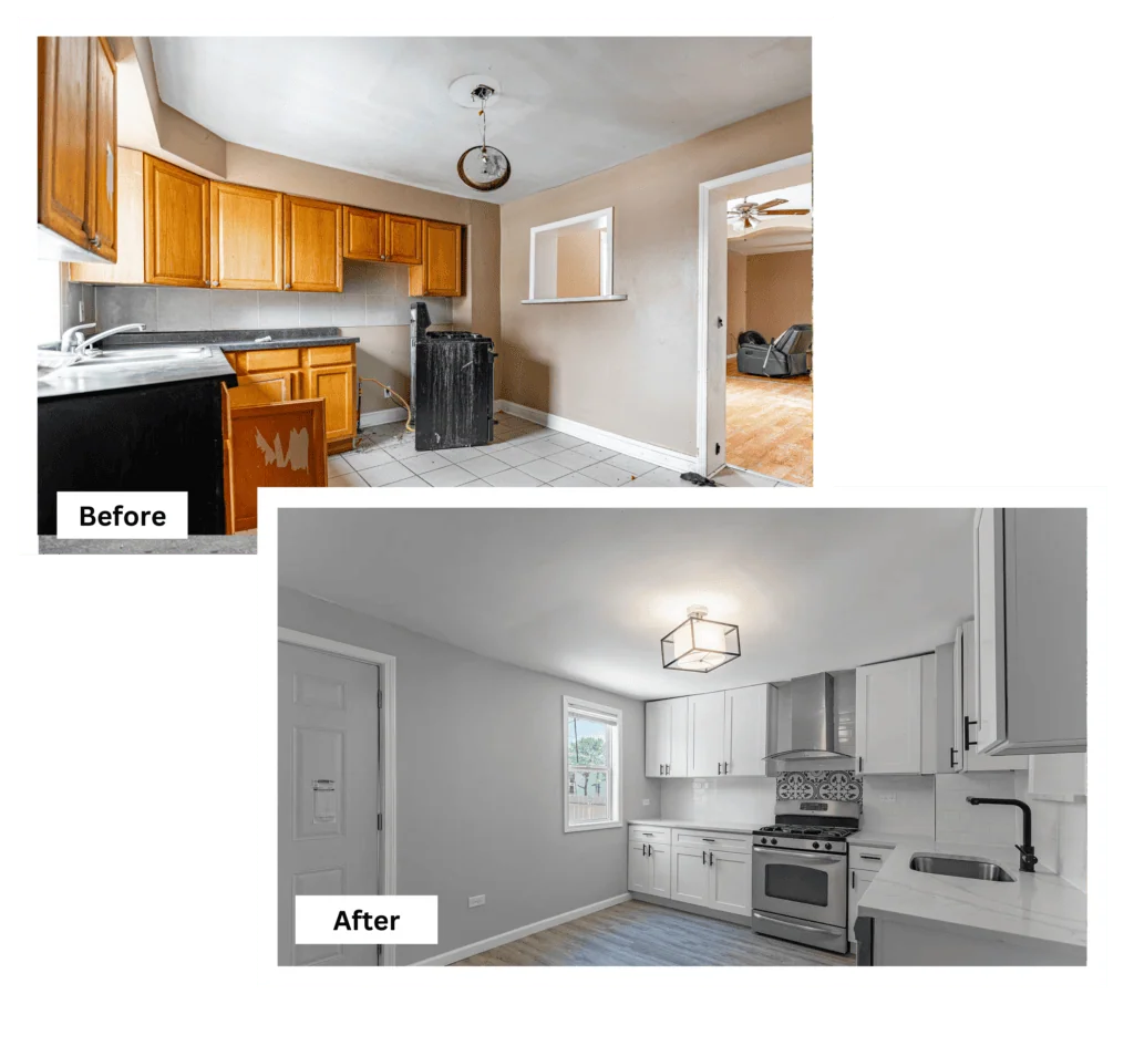Before and after of a kitchen in Chicago
