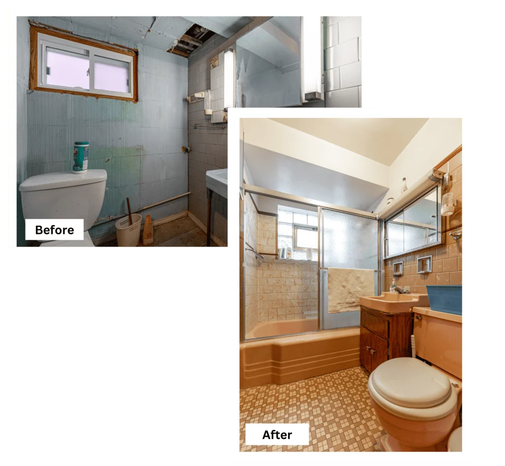 Before and after of a bathroom in Berwyn