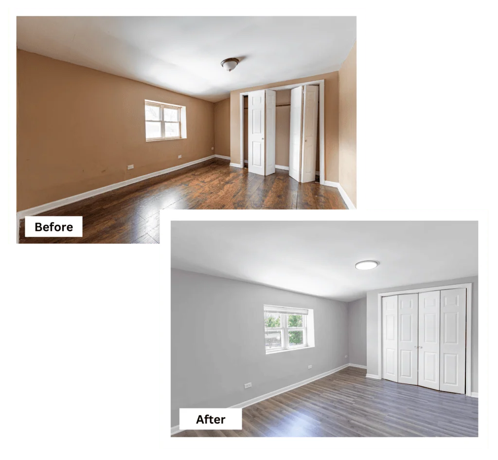 Before and after of a bedroom in Peoria