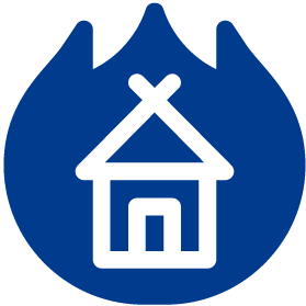 Water and fire damage icon